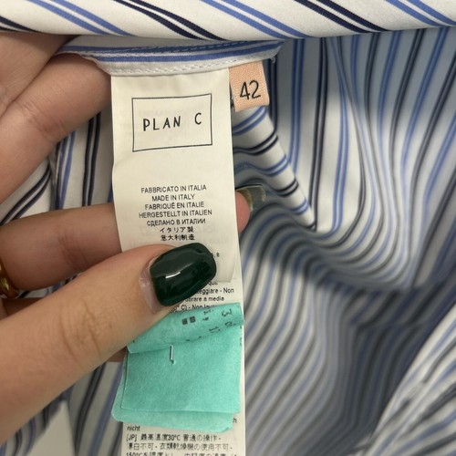 Plan C Women's Black & White Long Sleeves Striped Boyfriend Shirt Size 12 - Picture 6 of 7