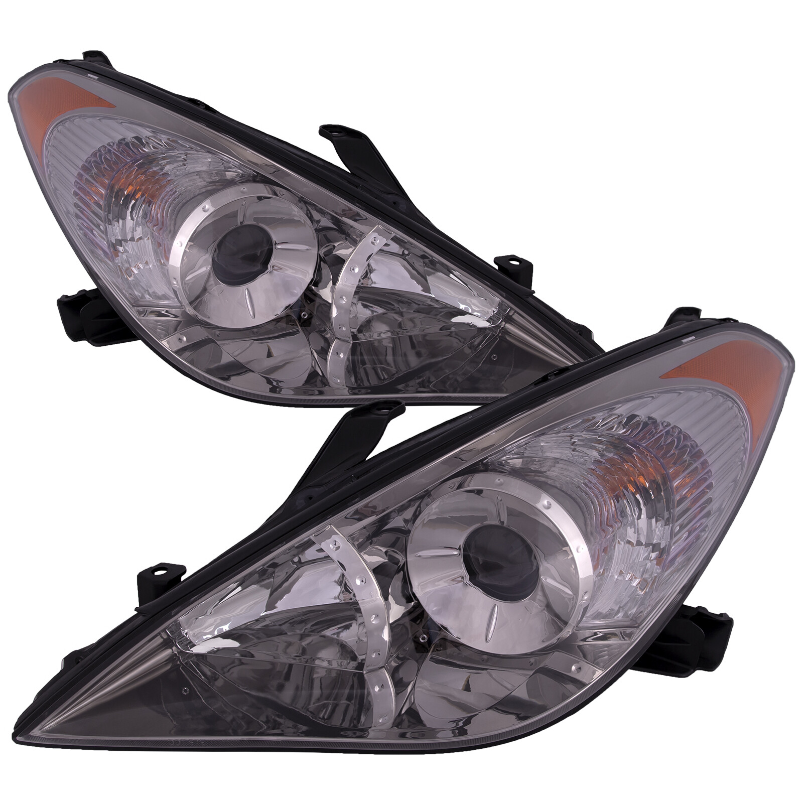 Headlights Set Chrome Housing w/Performance Lens Fits 0406 Toyota