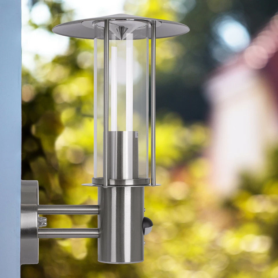 Außenleuchte E27 m/o Bewegungsmelder Außenlampe Edelstahl Garten LED Wandleuchte - Bild 4 von 4