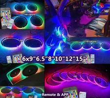 JHB 6x9"6.5"8"10"12"15" APP Remote CHASING FLOW LED Audio Speaker Rings Lights