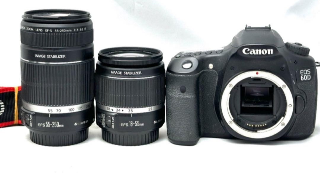 Canon EOS 60D Black 18MP Digital SLR w/EF-S 18-55mm, 55-250mm