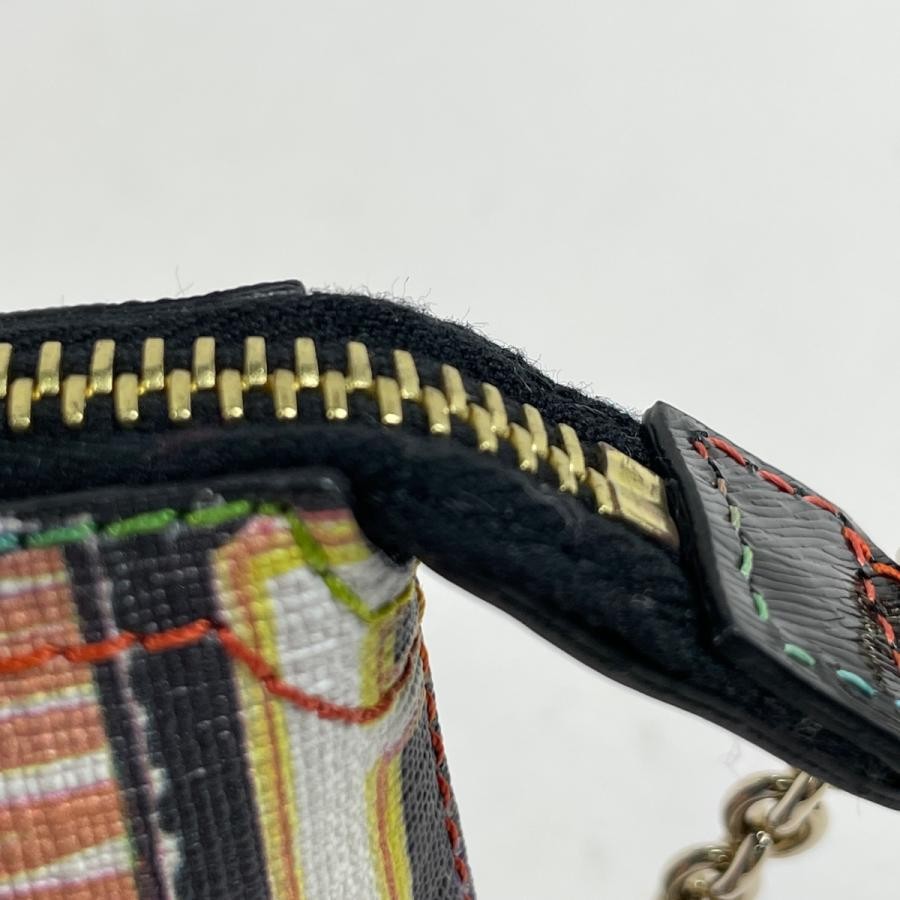 FENDI Zucchino Chain Pouch Handbag Coated Canvas Black Multicolor 8BR592 #BS1201 thumbnail 4
