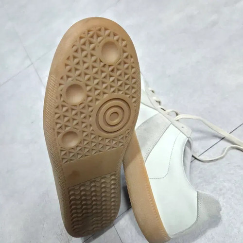 Ivory Suede German Military Sneakers, Size 275