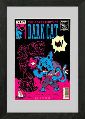 ADVENTURES OF DARK CAT Gerahmtes Wandbild Poster Leinwanddruck Bild