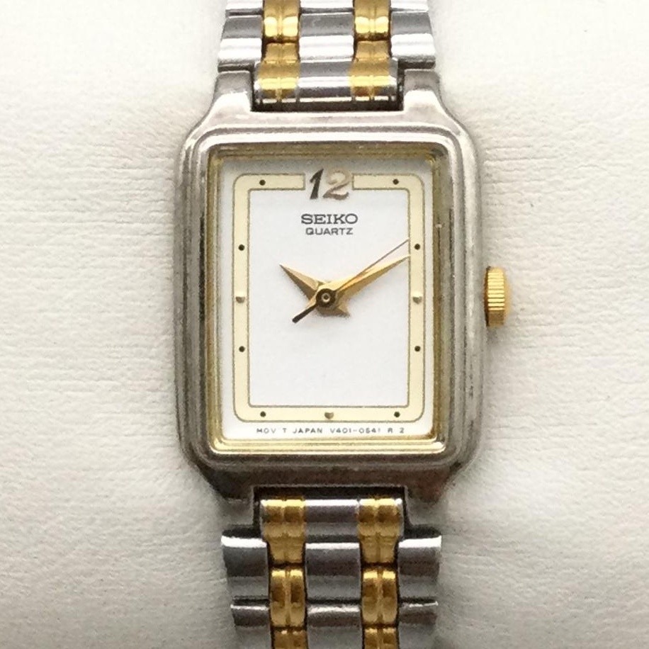 SEIKO レディース 腕時計 クォーツ Vintage Seiko Womens Watch 17mm Two Tone Steel V401-5129 New