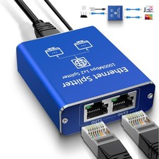 Gigabit Ethernet Splitter 1 to 2, Network Ethernet Splitter, LAN Splitter with U