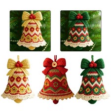 Kit ornamento campanella natalizia fai da te all'uncinetto con lana colorata per vacanze