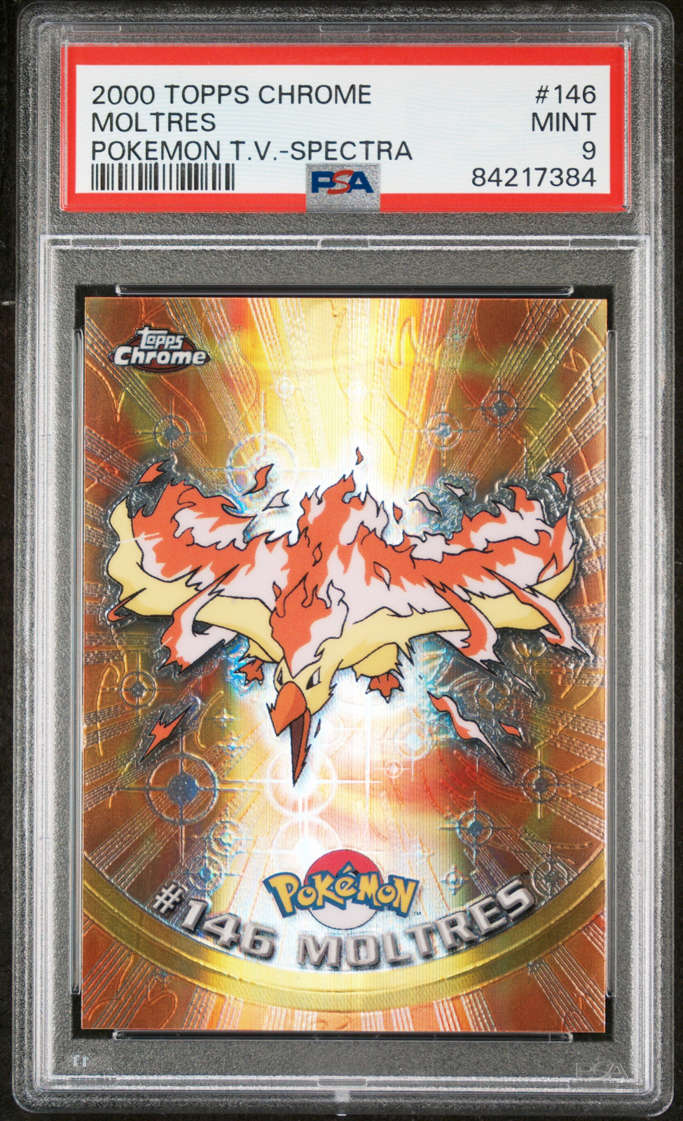 2000 TOPPS CHROME POKEMON T.V. SPECTRA #146 MOLTRES PSA 9