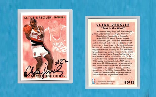 CLYDE DREXLER 1993-94 Fleer Career Highlights Autograph #8 FLEER Stamp