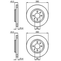 2X Bosch Bremsscheiben Ø280Mm Vorne Passend FÜR Saab 900 9000