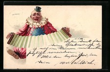 Ansichtskarte Clown musiziert auf dem Bandoneon, Zirkus 1906 