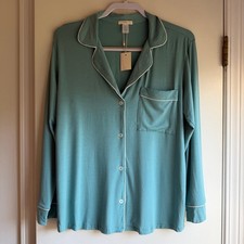 Eberjey Womens Pajama Top Long Sleeve Relaxed Fit Button Down Tencel Modal XS