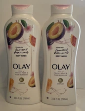 2 Olay Essential Botanicals Body Wash Prickly Pear & Plum Blossom 23.6 oz ea