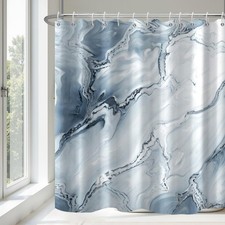 TYLCLTX Ganchos para Cortina de Ducha de Mármol Azul Marino Tela Impermeable