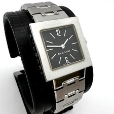 BVLGARI SQ22SS Stainless Steel Quartz Ladies Watch Black Dial Used Authentic