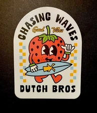 Dutch Bros Chasing Waves Strawberry Sticker
