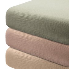 3 Pcs Muslin Crib Sheets for Girls and Boys 24'' x 38'' Cotton Soft Fitted Ba...