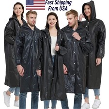 Men Women Adults Raincoat Rain Coat Hooded Waterproof Jacket Poncho Rainwear