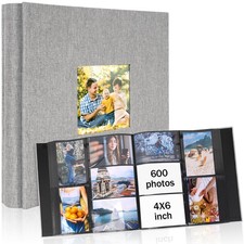 Photo Album 4x6 600 Photos Linen Cover Versatile Storage Fits Both Horizontal...