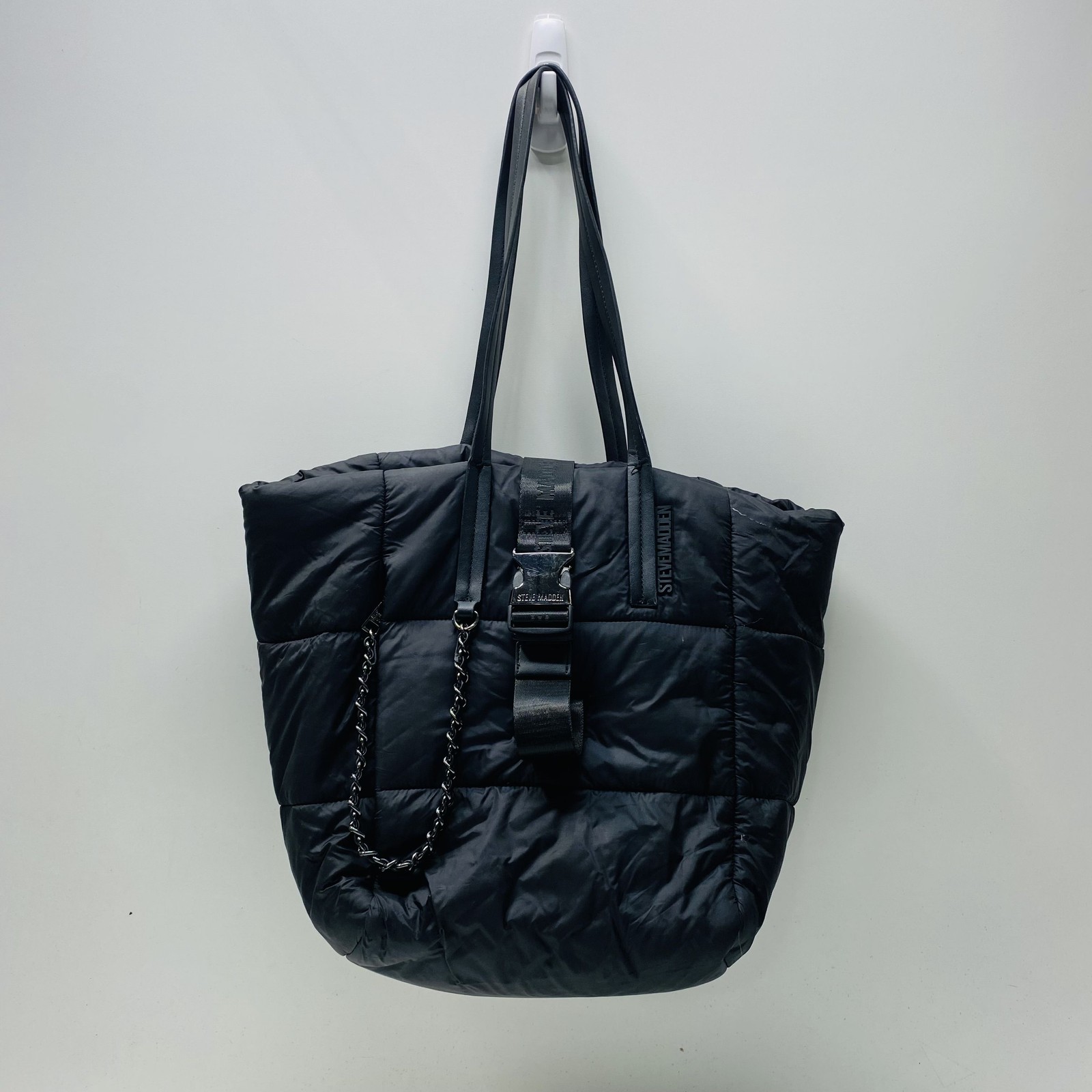 Steve Madden Black Solid Nylon Large Double Handl… - image 1