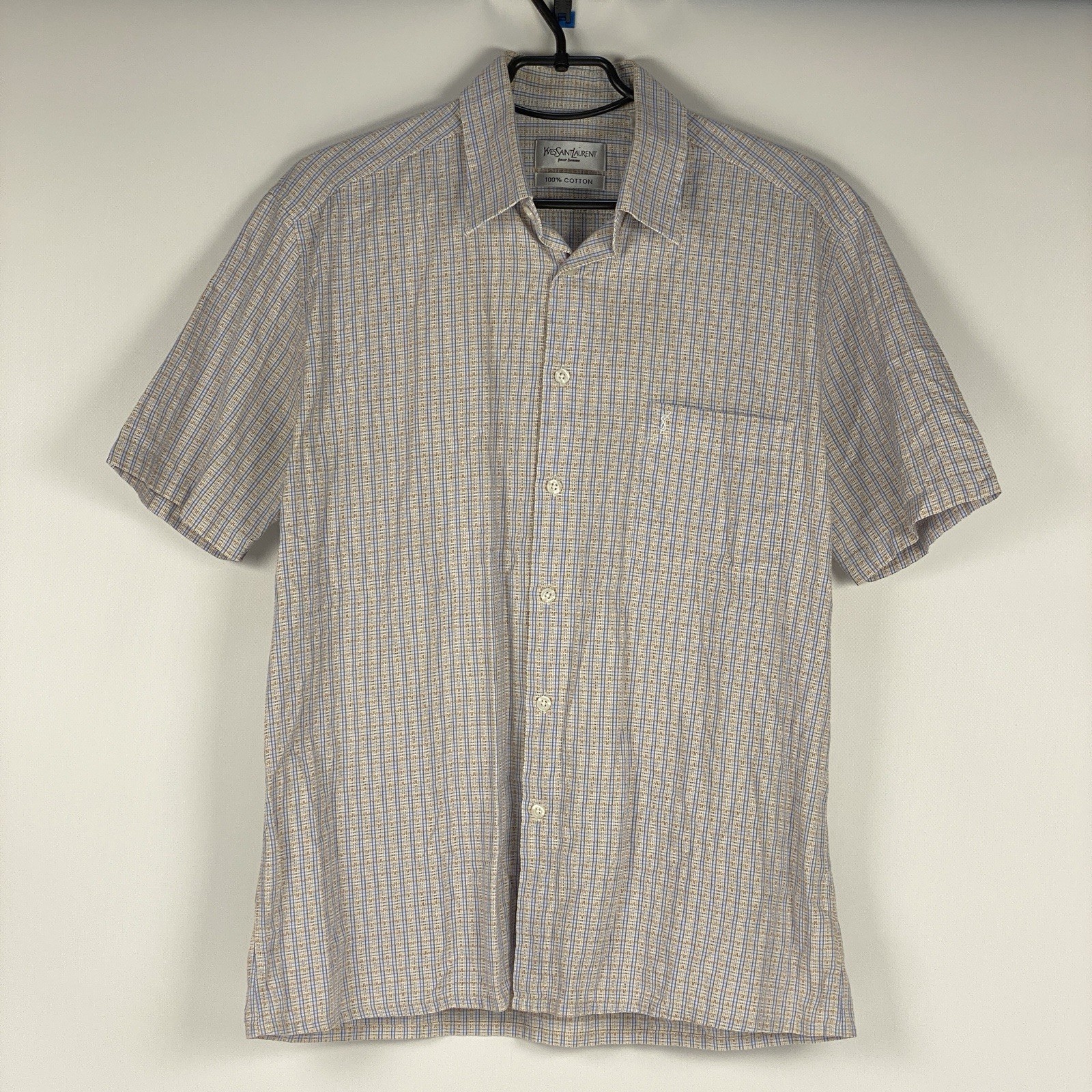 Camicia vintage Yves Saint Laurent a righe con logo YSL con bottoni