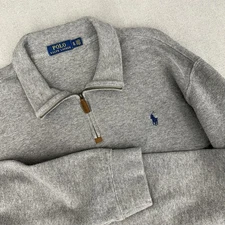 Polo Ralph Lauren Size XL Men’s 1/4 Zip Pullover Sweater Gray Cotton Mock Neck