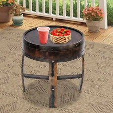 Solid Wood Round Barrel-style End Table Home Tea/coffee Table Wine Side Table