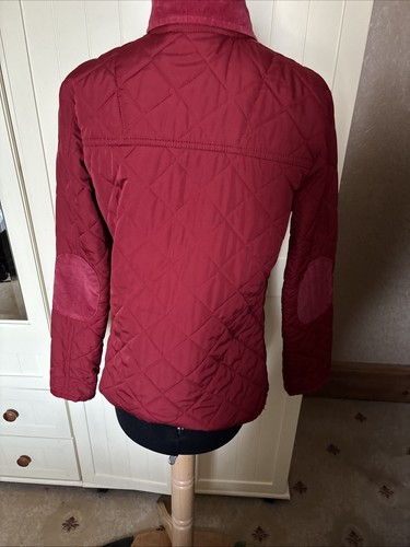DENIM & CO Ladies Red Quilted Corduroy Trim Long Sleeve Collared Jacket Size 10 - Picture 11 of 13