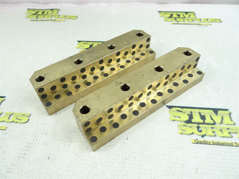 2 SELF-LUBRICATING BRONZE/GRAPHITE RIGHT ANGLE SLIDE PLATES 6" X 1-1/2" X 1-1/4"