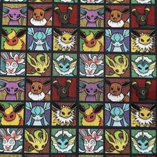 Pokemon Eevee Vaporeon Jolteon Flareon Character Poly Cotton Fat Quarter Craf