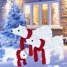 lighted outdoor polar bear Family