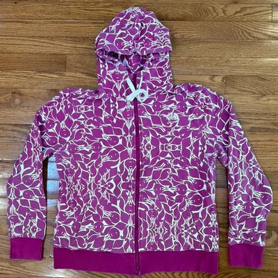 The North Face Full-zip Pink Patterned Hoodie Sweatshirt Outdoors Women's L