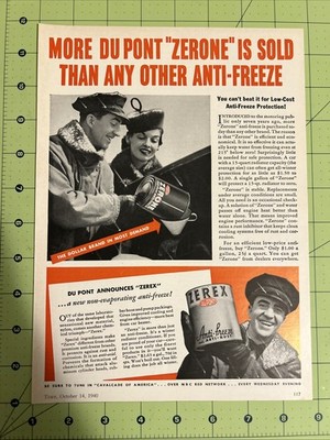 Vintage Print Ad More DuPont Zerone Is Sold Than Any Other Anti-Freeze Time 1940