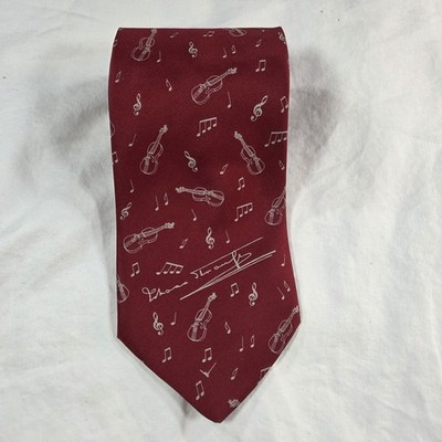 CREATIV FASHION Tie Men's ONE SIZE Pure Silk Music Theme Violin Treble Clef 