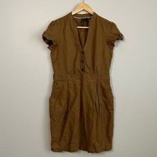 Mango Casual Linen Collection Brown Casual Mini Dress Size 8