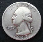 1947 S San Francisco Washington Silver Quarter - Circulated - Actual Coin L583