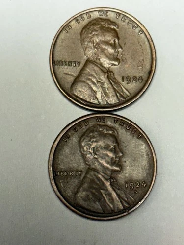 1924 & 1924-S Lincoln Wheat Cents/Pennies -Better Grade Coins XF