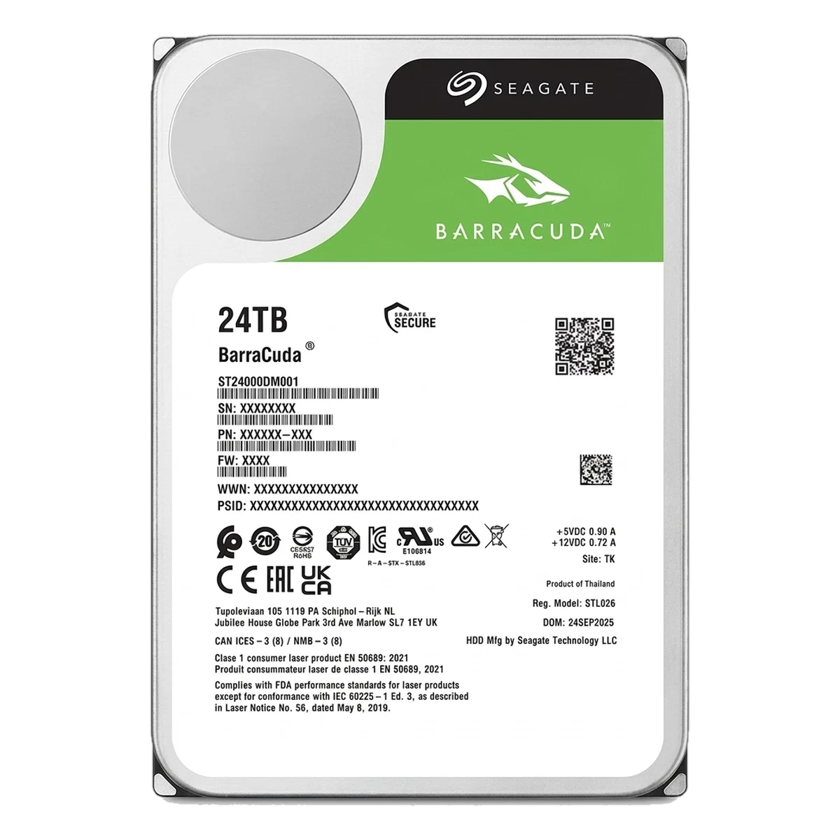 新品未開封Seagate BarraCuda 24TB ST24000DM001 Seagate BarraCuda 24TB HDD ST24000DM001 3.5in SATA Smart Test
