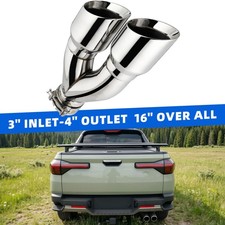 3 Inlet 4out Dual Exhaust Tip 16 Long Stainless Steel For Hyundai Santa Cruz