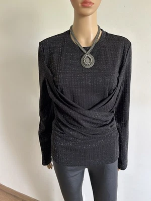Pull noir et argenté à manches longues Guess taille L excellent état - Photo 1/4