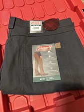 NWT Coleman Fleece Lined Stretch Fit Thick Denim Work Pants 40 x 30 Phantom Gray