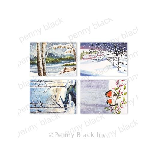 Penny Black 3.25”x4.5” Card Toppers 4pcs - Snowy Sensation 50-016