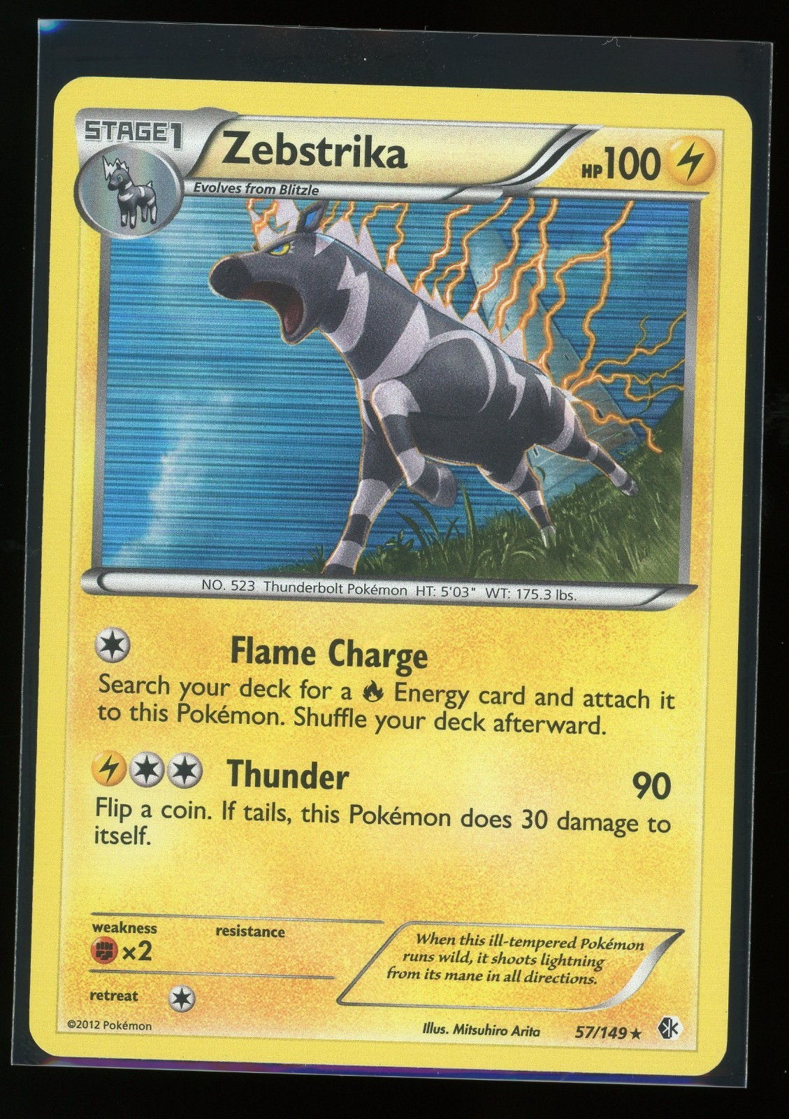 Pokémon TCG - Zebstrika - 57/149 - Holo Rare - Boundaries Crossed [Near Mint]