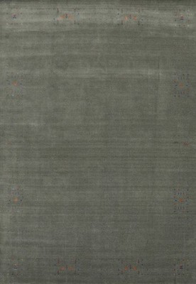 Handmade Gabbeh Style Area Rug 9x12 Ft Chic Minimalist Gray Green Wool Carpet