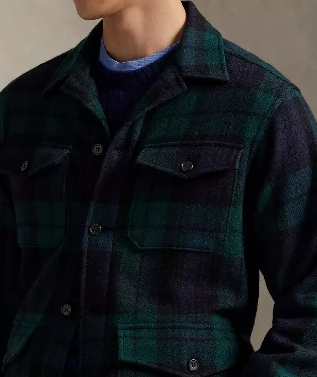 50% Off $328 - New Polo Ralph Lauren Black Watch Tartan Wool Shirt Jacket Size L - second product detail image