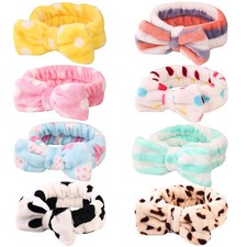 8 Pack Coral Velvet Bow Headband Soft Stretchy Hairband For All Occasions
