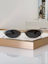 Gentle Monster Oval Sunglasses Silver Frame Dark Grey Lenses Unisex