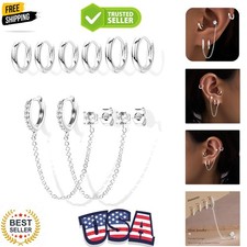 Small Gold Huggie Hoop Earrings Set for Women Men Hypoallergenic 14K Plated S...