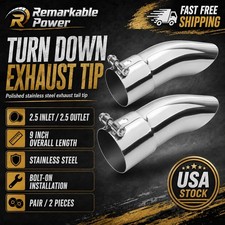 1 Set 2.5 In 2.5 Outlet 9 Long Stainless Steel Turn Down Exhaust Tip Polished