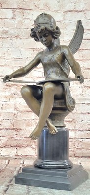 Bronze Seated Fairy Angel Figurine Reading Book Moreau Sculpture Art Statue Sale